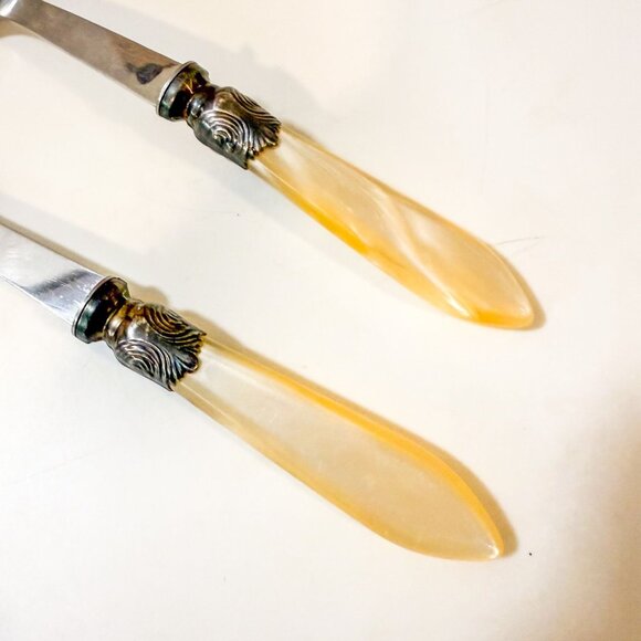 Inox France Mother Of Pearl Stainless Steel Salad Serving Spoons - Picture 2 of 5